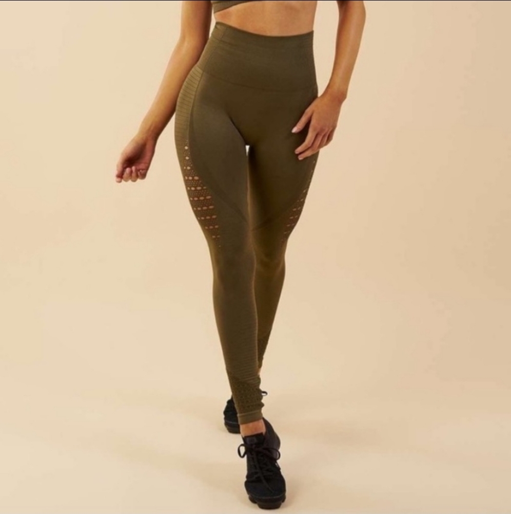 Gymshark Energy Seamless Leggings Olive Gr…